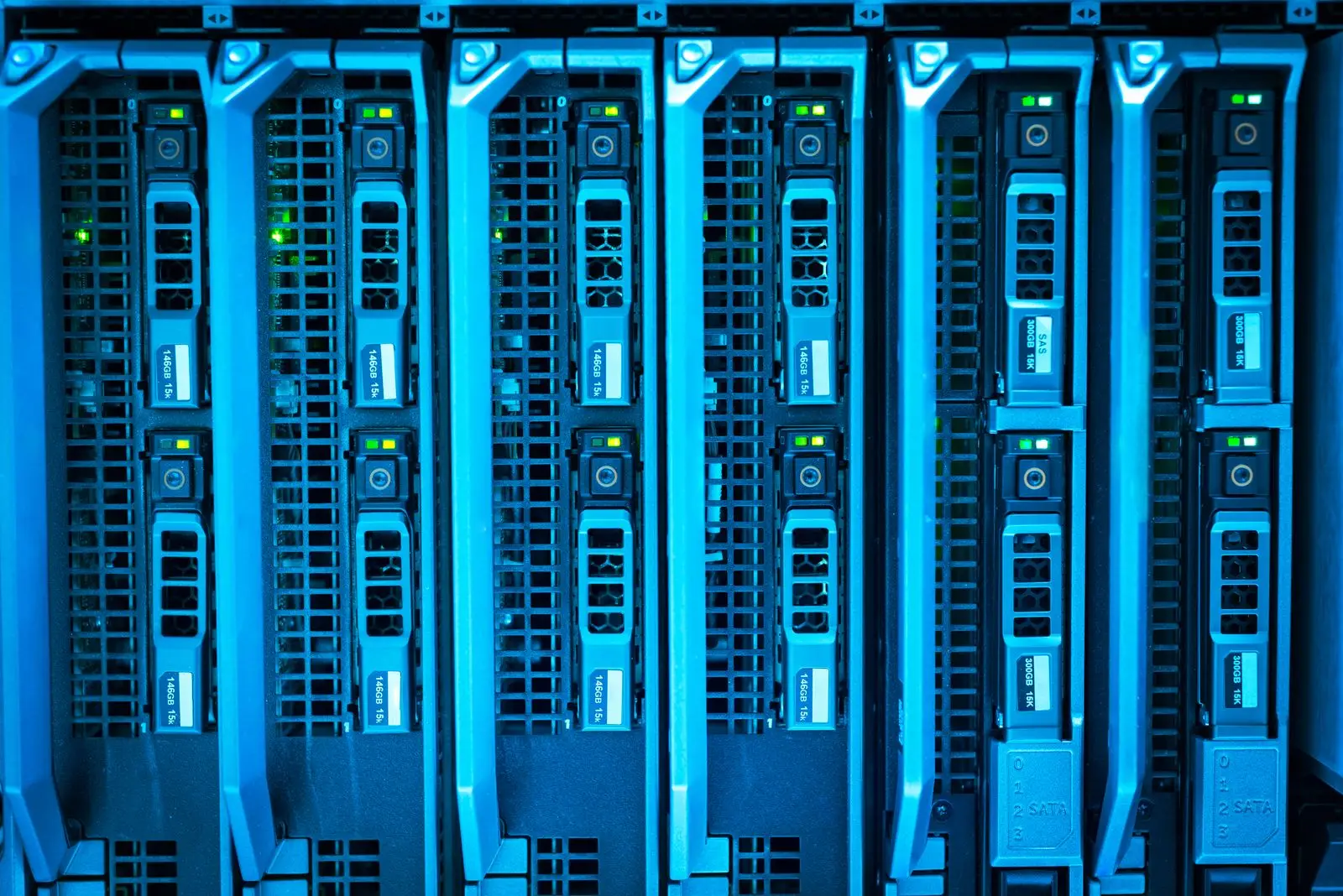 Illuminated server racks in a data center