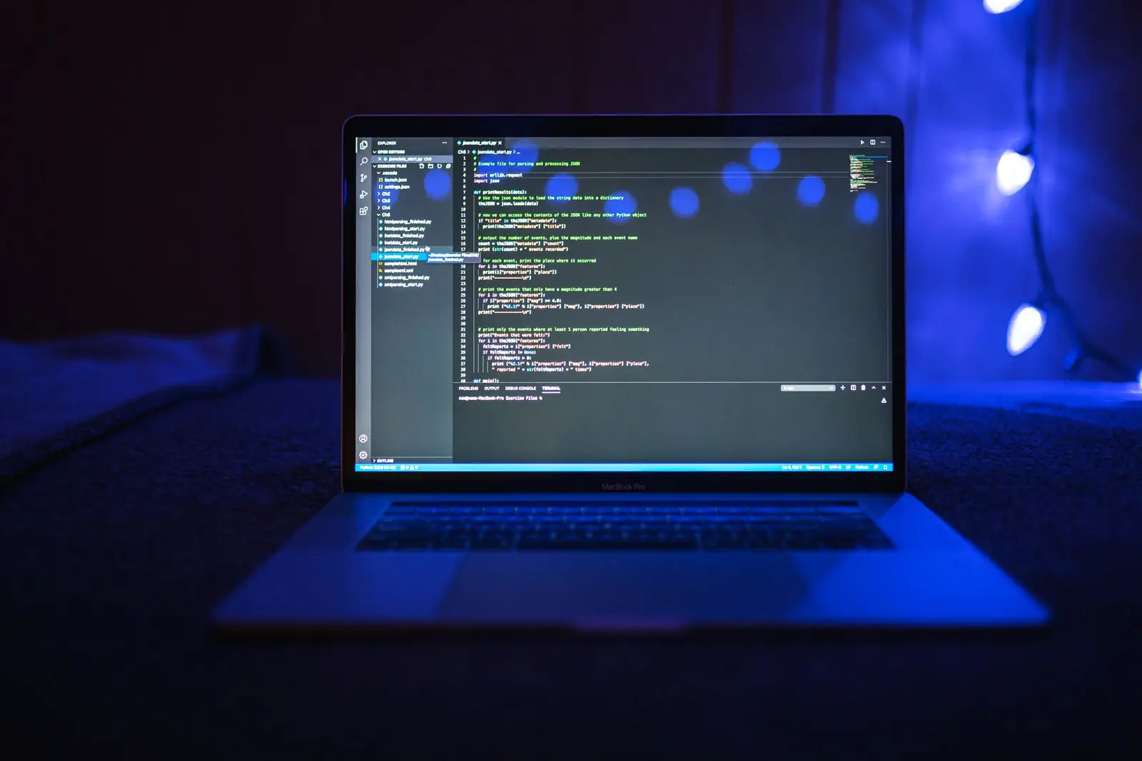 Code on a laptop screen